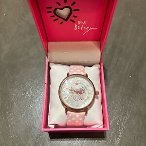 Betsey Johnson Pink Polka Dot Cupcake Watch
